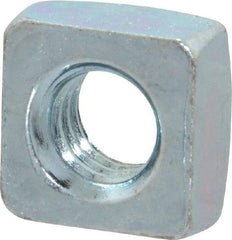 Value Collection - 3/8-16 Steel Square Nut - Zinc Plated, 5/8" Square Width x 21/64" Overall Height - USA Tool & Supply