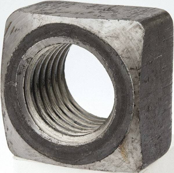 Value Collection - 1-1/8-7 Steel Square Nut - Uncoated, 1-11/16" Square Width x 1" Overall Height - USA Tool & Supply