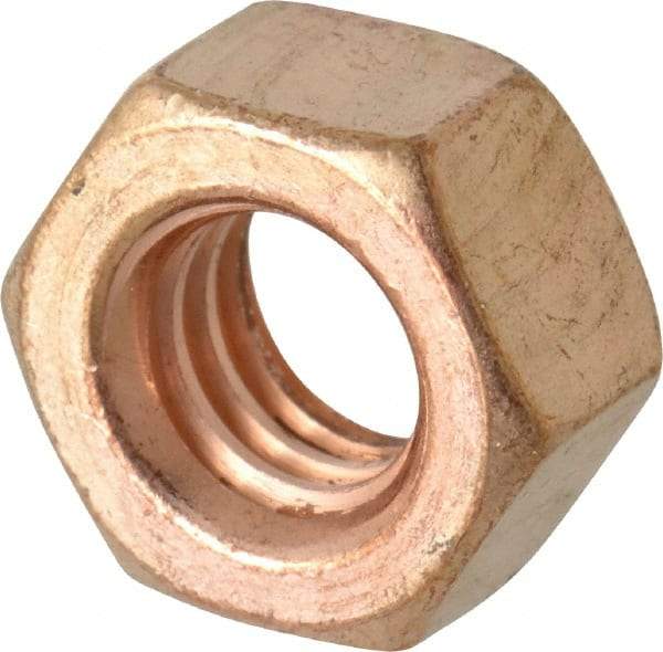 Value Collection - 5/16-18 UNC Silicon Bronze Right Hand Hex Nut - 1/2" Across Flats, 17/64" High, Uncoated - USA Tool & Supply