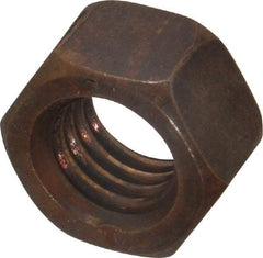 Value Collection - 1/2-13 UNC Silicon Bronze Right Hand Hex Nut - 3/4" Across Flats, 7/16" High, Uncoated - USA Tool & Supply