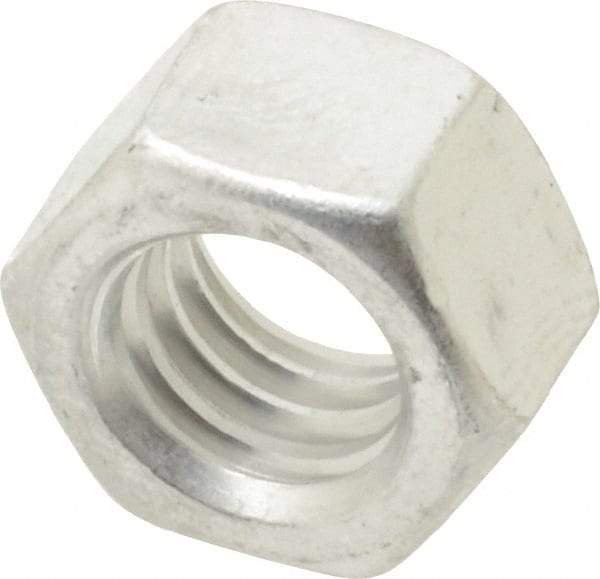 Value Collection - 3/8-16 UN Aluminum Right Hand Hex Nut - 9/16" Across Flats, 21/64" High, Uncoated - USA Tool & Supply