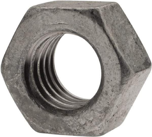 Value Collection - 7/16-14 UNC Steel Right Hand Hex Nut - 11/16" Across Flats, 3/8" High, Hot Dipped Galvanized Finish - USA Tool & Supply