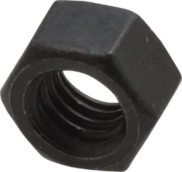 Value Collection - 3/8-16 UNC Steel Right Hand Hex Nut - 9/16" Across Flats, 21/64" High, Black Oxide Finish - USA Tool & Supply
