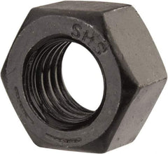 Value Collection - 9/16-12 UNC Steel Right Hand Hex Nut - 7/8" Across Flats, 31/64" High, Black Oxide Finish - USA Tool & Supply