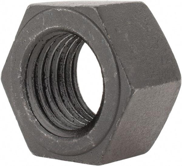 Value Collection - 1-1/2 - 6 UNC Steel Right Hand Hex Nut - 2-1/4" Across Flats, 1-9/32" High, Black Oxide Finish - USA Tool & Supply
