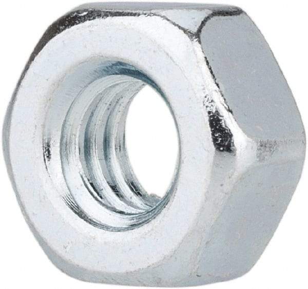 Value Collection - 1/4-20 UNC Steel Right Hand Hex Nut - 7/16" Across Flats, 7/32" High, Zinc-Plated Finish - USA Tool & Supply