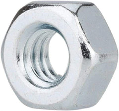 Value Collection - 1/4-20 UNC Steel Right Hand Hex Nut - 7/16" Across Flats, 7/32" High, Zinc-Plated Finish - USA Tool & Supply