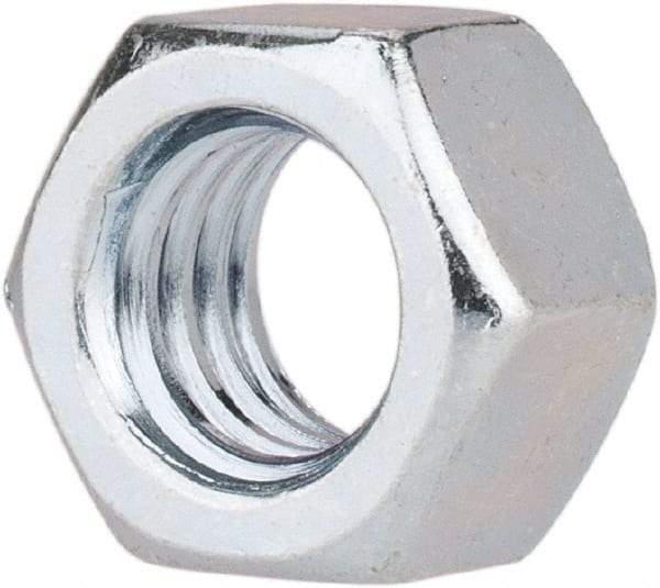 Value Collection - 3/8-16 UNC Steel Right Hand Hex Nut - 9/16" Across Flats, 21/64" High, Zinc-Plated Finish - USA Tool & Supply