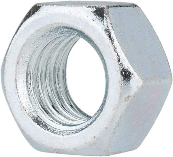 Value Collection - 1/2-13 UNC Steel Right Hand Hex Nut - 3/4" Across Flats, 7/16" High, Zinc-Plated Finish - USA Tool & Supply