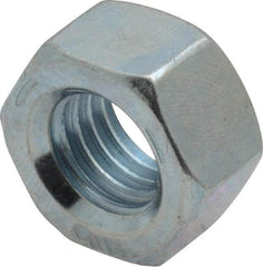 Value Collection - 9/16-12 UNC Steel Right Hand Hex Nut - 7/8" Across Flats, 31/64" High, Zinc-Plated Finish - USA Tool & Supply