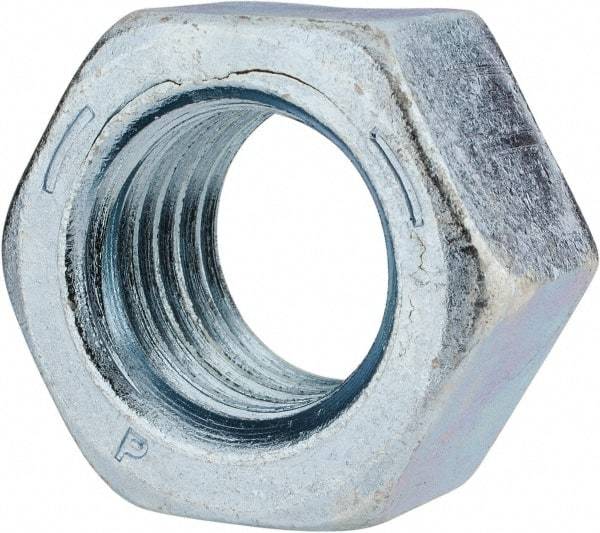 Value Collection - 1-1/8 - 7 UNC Steel Right Hand Hex Nut - 1-11/16" Across Flats, 31/32" High, Zinc-Plated Finish - USA Tool & Supply