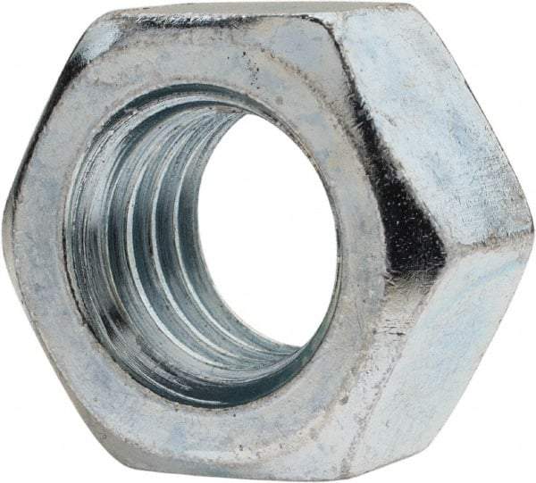 Value Collection - 9/16-12 UN Steel Right Hand Hex Nut - 7/8" Across Flats, 31/64" High, Zinc-Plated Finish - USA Tool & Supply