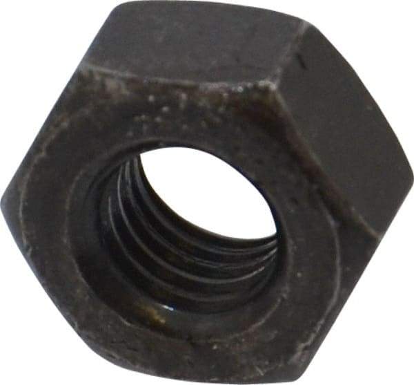 Value Collection - 1/4-28 UNF Steel Right Hand Hex Nut - 7/16" Across Flats, 7/32" High, Black Oxide Finish - USA Tool & Supply