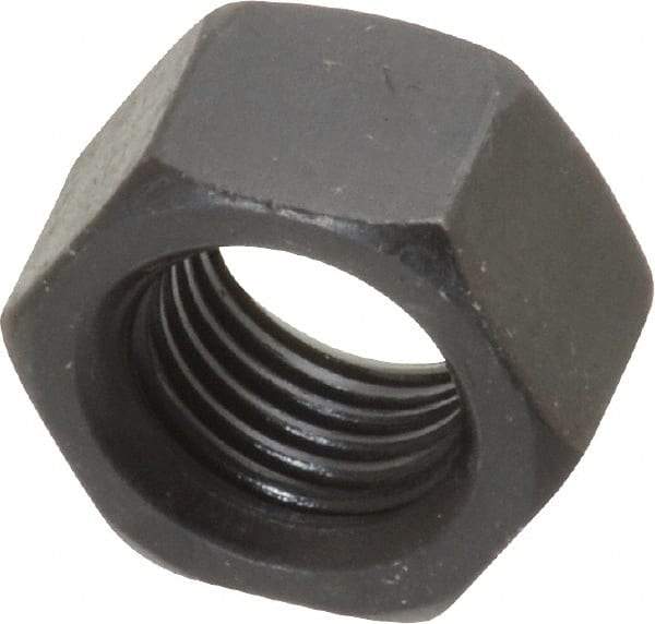 Value Collection - 3/8-24 UNF Steel Right Hand Hex Nut - 9/16" Across Flats, 21/64" High, Black Oxide Finish - USA Tool & Supply