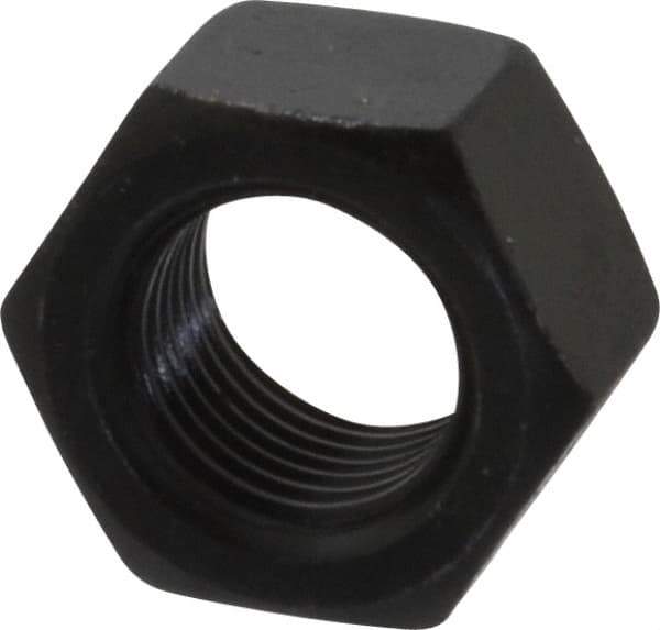 Value Collection - 1/2-20 UNF Steel Right Hand Hex Nut - 3/4" Across Flats, 7/16" High, Black Oxide Finish - USA Tool & Supply
