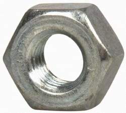 Value Collection - 1/4-28 UNF Steel Right Hand Hex Nut - 7/16" Across Flats, 7/32" High, Zinc-Plated Finish - USA Tool & Supply