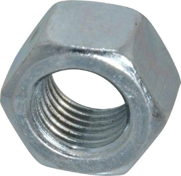 Value Collection - 3/8-24 UN Steel Right Hand Hex Nut - 9/16" Across Flats, 21/64" High, Zinc-Plated Finish - USA Tool & Supply