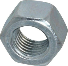 Value Collection - 3/8-24 UN Steel Right Hand Hex Nut - 9/16" Across Flats, 21/64" High, Zinc-Plated Finish - USA Tool & Supply