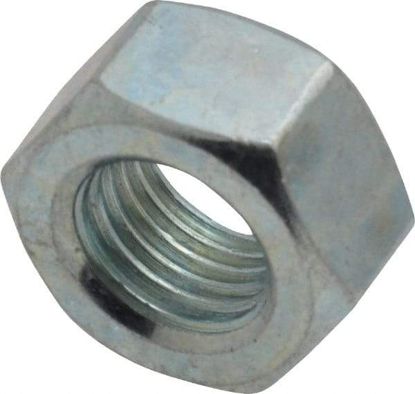 Value Collection - 7/16-20 UNF Steel Right Hand Hex Nut - 11/16" Across Flats, 3/8" High, Zinc-Plated Finish - USA Tool & Supply