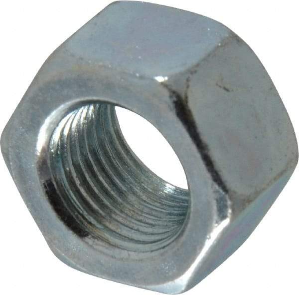 Value Collection - 1/2-20 UN Steel Right Hand Hex Nut - 3/4" Across Flats, 7/16" High, Zinc-Plated Finish - USA Tool & Supply