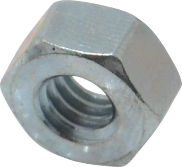 Value Collection - 1/4-20 UNC Steel Left Hand Hex Nut - 7/16" Across Flats, 7/32" High, Uncoated - USA Tool & Supply