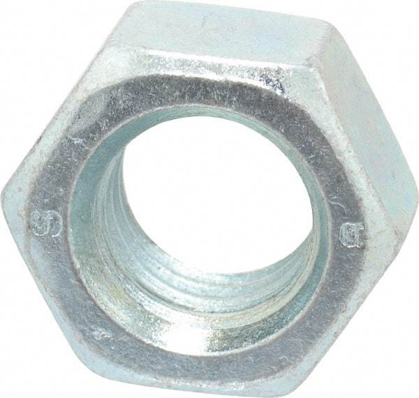 Value Collection - M18x2.50 Steel Right Hand Hex Nut - 27mm Across Flats, 15mm High, Zinc-Plated Finish - USA Tool & Supply