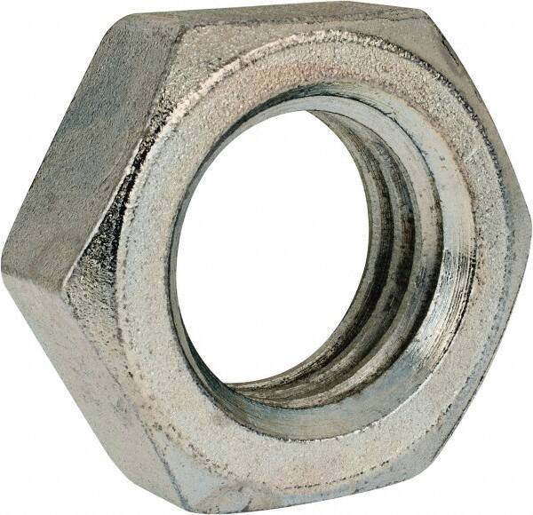 Value Collection - 1-3/8 - 6 UNC Steel Right Hand Hex Jam Nut - 2-1/16" Across Flats, 25/32" High, Zinc Clear Finish - USA Tool & Supply
