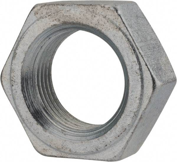 Value Collection - 1-1/8 - 12 UNF Steel Right Hand Hex Jam Nut - 1-11/16" Across Flats, 39/64" High, Zinc Clear Finish - USA Tool & Supply