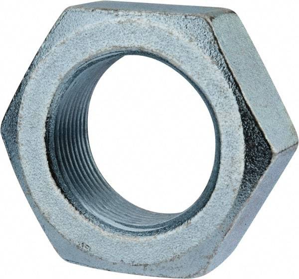 Value Collection - 1-1/2 - 12 UN Steel Right Hand Hex Jam Nut - 2-1/4" Across Flats, 27/32" High, Zinc-Plated Finish - USA Tool & Supply