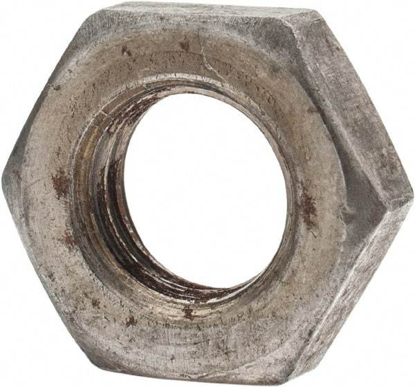 Value Collection - 7/16-14 UNC Steel Left Hand Hex Jam Nut - 11/16" Across Flats, 1/4" High, Uncoated - USA Tool & Supply