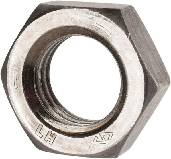 Value Collection - 1-8 UNC Steel Left Hand Hex Jam Nut - 1-1/2" Across Flats, 35/64" High, Uncoated - USA Tool & Supply