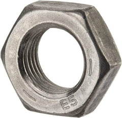 Value Collection - 9/16-18 UNF Steel Left Hand Hex Jam Nut - 7/8" Across Flats, 5/16" High, Uncoated - USA Tool & Supply