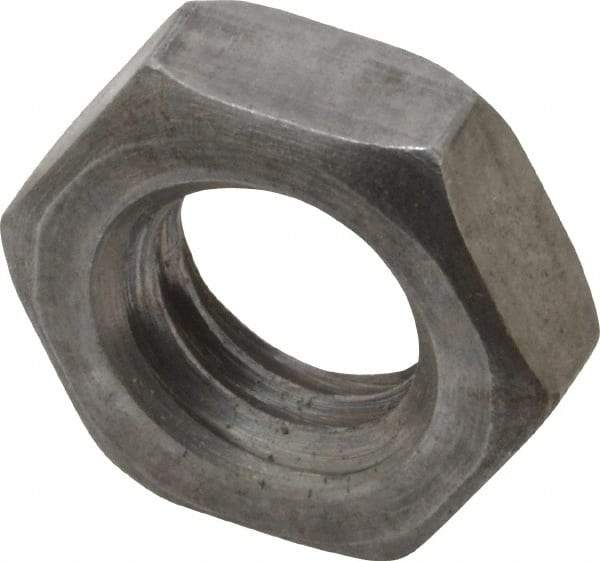 Value Collection - 7/16-14 UNC Steel Right Hand Hex Jam Nut - 11/16" Across Flats, 1/4" High, Uncoated - USA Tool & Supply