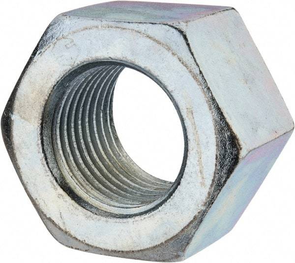 Value Collection - 2-1/2 - 4 UNC Steel Right Hand Heavy Hex Nut - 3-1/2" Across Flats, 2-13/64" High, Zinc Clear Finish - USA Tool & Supply