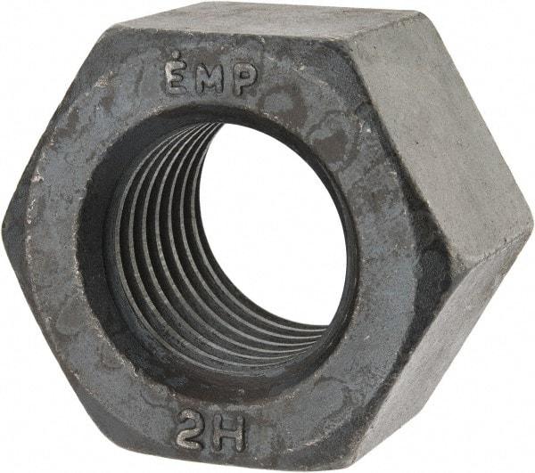 Value Collection - 1-3/4 - 5 UNC Steel Right Hand Heavy Hex Nut - 2-3/4" Across Flats, 1-23/32" High, Uncoated, 2B Class of Fit - USA Tool & Supply