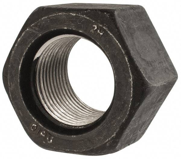 Value Collection - 1-3/4 - 8 UN Steel Right Hand Heavy Hex Nut - 2-3/4" Across Flats, 1-23/32" High, Uncoated, 2B Class of Fit - USA Tool & Supply