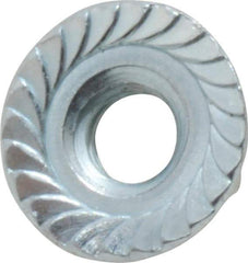 Value Collection - 1/4-20, 19/32" Flange Diam, Serrated Flange Nut - Grade Grade 2 Steel, Zinc-Plated Finish, 0.236" Flange Height - USA Tool & Supply