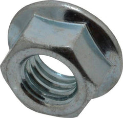 Value Collection - 3/8-16, 3/4" Flange Diam, Serrated Flange Nut - Grade Grade 2 Steel, Zinc-Plated Finish, 0.347" Flange Height - USA Tool & Supply