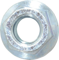 Value Collection - 7/16-14, 15/16" Flange Diam, Serrated Flange Nut - Grade Grade 2 Steel, Zinc-Plated Finish, 0.395" Flange Height - USA Tool & Supply