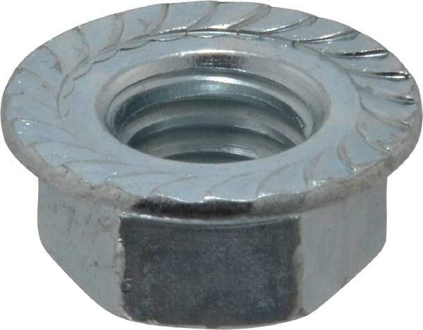 Value Collection - 1/2-13, 1.031" Flange Diam, Serrated Flange Nut - Grade Grade 2 Steel, Zinc-Plated Finish, 0.458" Flange Height - USA Tool & Supply