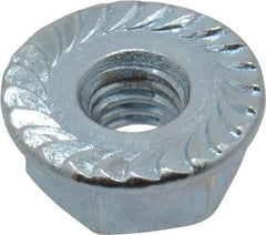 Value Collection - #10-32, 1/2" Flange Diam, Serrated Flange Nut - Grade Grade 2 Steel, Zinc-Plated Finish, 7/32" Flange Height - USA Tool & Supply