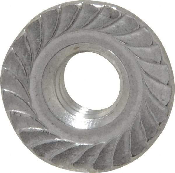 Value Collection - 1/4-20, 19/32" Flange Diam, Serrated Flange Nut - Grade 18-8 Stainless Steel, 0.236" Flange Height - USA Tool & Supply