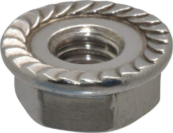 Value Collection - #10-32, 1/2" Flange Diam, Serrated Flange Nut - Grade 18-8 Stainless Steel, 7/32" Flange Height - USA Tool & Supply