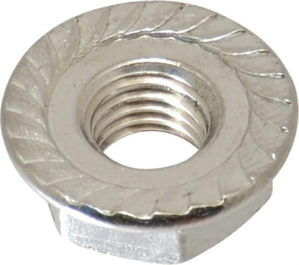 Value Collection - 1/4-28, 19/32" Flange Diam, Serrated Flange Nut - Grade 18-8 Stainless Steel, 0.236" Flange Height - USA Tool & Supply