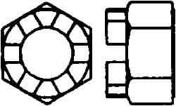 Value Collection - 7/8-14 UNF Grade 5 Steel Castle Locknut - 1-5/16" Width Across Flats, 29/32" High, Uncoated - USA Tool & Supply