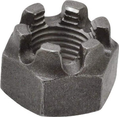 Value Collection - 9/16-18 UNF Grade 5 Steel Castle Locknut - 7/8" Width Across Flats, 39/64" High, Uncoated - USA Tool & Supply