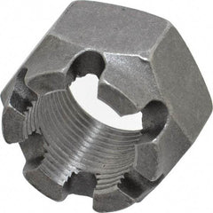 Value Collection - 1-14 UNF Grade 5 Steel Castle Locknut - 1-1/2" Width Across Flats, 1" High, Uncoated - USA Tool & Supply