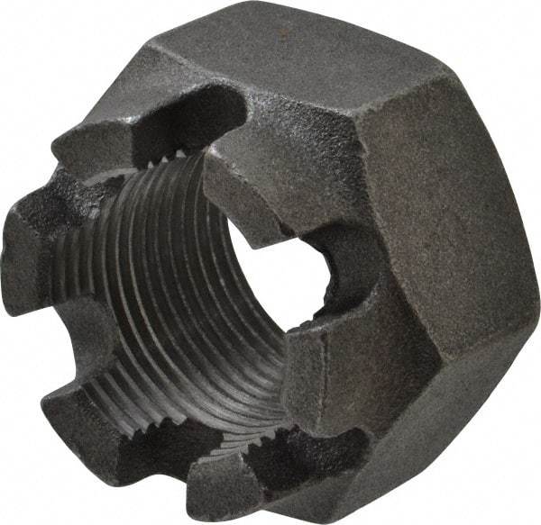Value Collection - 1-1/4 - 12 UNF Grade 5 Steel Castle Locknut - 1-7/8" Width Across Flats, 1-1/4" High, Uncoated - USA Tool & Supply