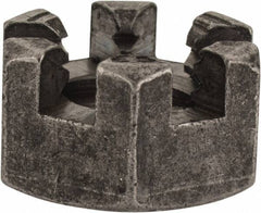 Value Collection - 3/8-16 UNC Grade 2 Steel Slotted Locknut - 9/16" Width Across Flats, 21/64" High, Uncoated - USA Tool & Supply