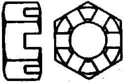 Value Collection - 1/4-28 UNF Grade 2 Steel Slotted Locknut - 7/16" Width Across Flats, 7/32" High, Uncoated - USA Tool & Supply